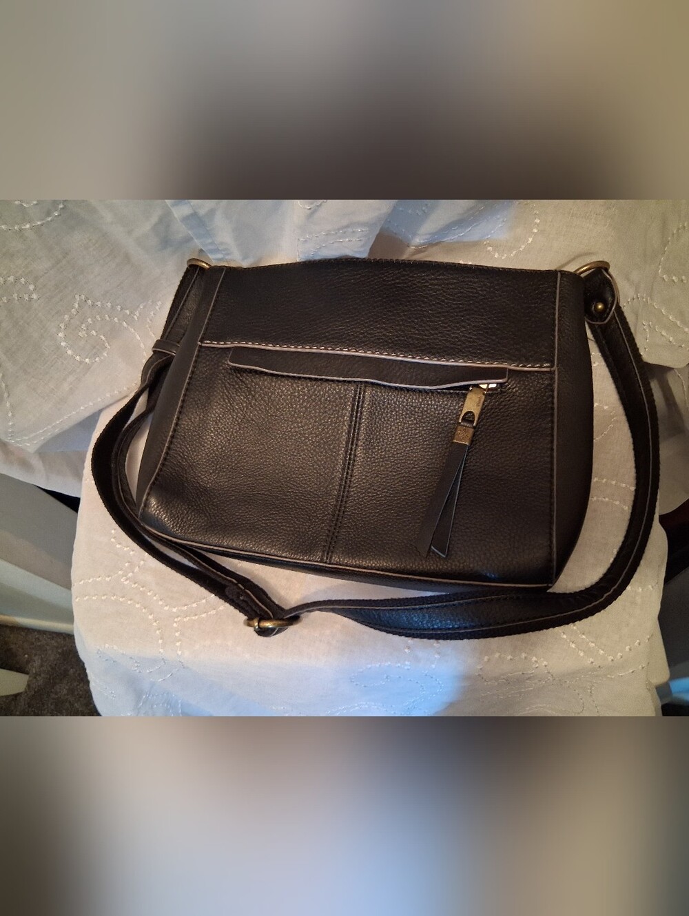 The Sak Black Pebble Leather Crossbody Bag Alameda Crossbody